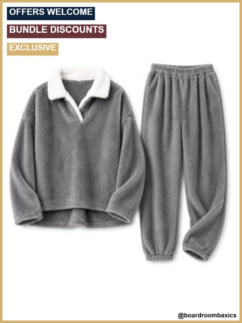 Men's Fleece Pajama Set 2 Piece Lapel Neck Long Sleeve Sleepwear
